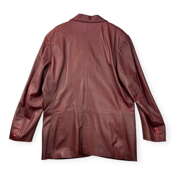 Vtg Kenneth Cole New York Mens Blazer Jacket Leather Coat Oxblood Burgundy XXL - Picture 5 of 16
